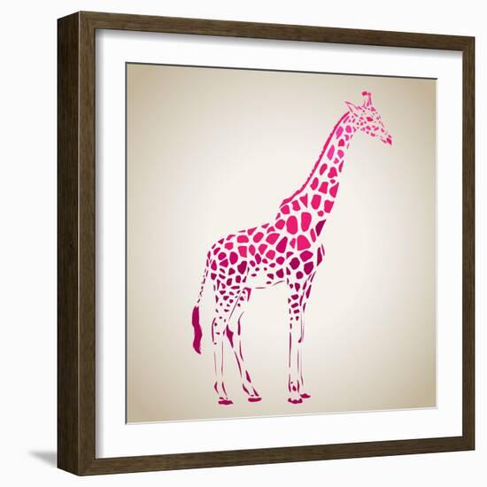 Vector Giraffe Silhouette, Abstract Animal Illustration. Can Be Used for Background, Card, Print Ma-oxanaart-Framed Art Print