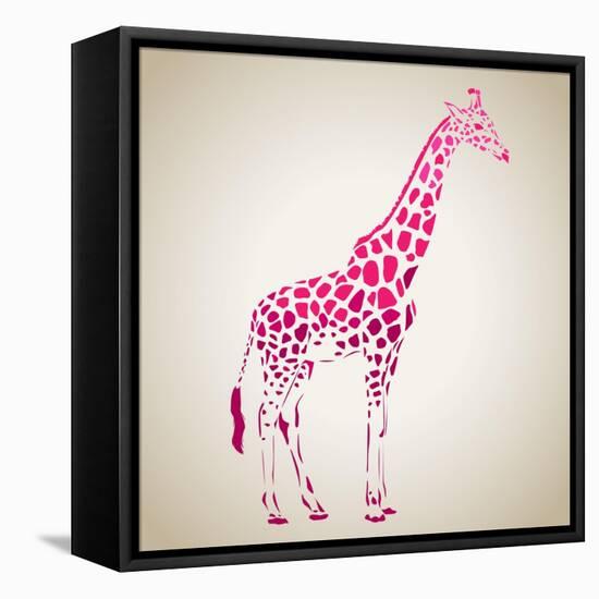 Vector Giraffe Silhouette, Abstract Animal Illustration. Can Be Used for Background, Card, Print Ma-oxanaart-Framed Stretched Canvas