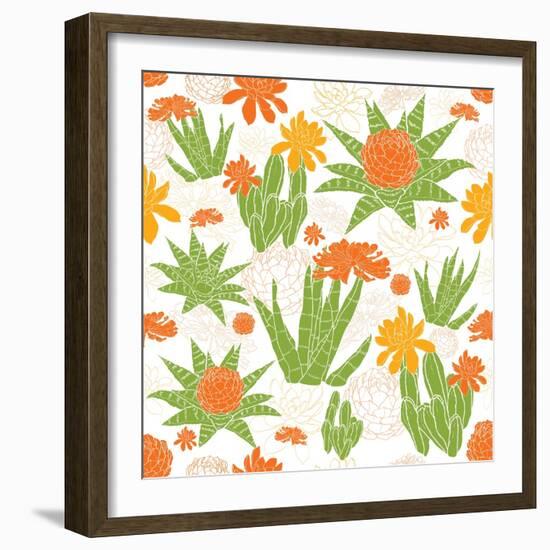 Vector Green Golden Succulents Seamless Pattern-Oksancia-Framed Art Print