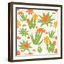 Vector Green Golden Succulents Seamless Pattern-Oksancia-Framed Art Print