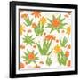 Vector Green Golden Succulents Seamless Pattern-Oksancia-Framed Art Print