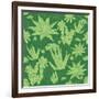 Vector Green Lineart Succulents Seamless Pattern-Oksancia-Framed Art Print