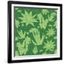 Vector Green Lineart Succulents Seamless Pattern-Oksancia-Framed Art Print