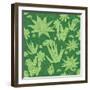 Vector Green Lineart Succulents Seamless Pattern-Oksancia-Framed Art Print