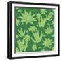 Vector Green Lineart Succulents Seamless Pattern-Oksancia-Framed Art Print