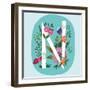 Vector Hand Drawn Floral Monogram with Vintage Amazing Flowers! Letters N Perfect for Backgrounds O-MarushaBelle-Framed Art Print