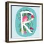 Vector Hand Drawn Floral Monogram with Vintage Amazing Flowers! Letters R Perfect for Backgrounds O-MarushaBelle-Framed Art Print