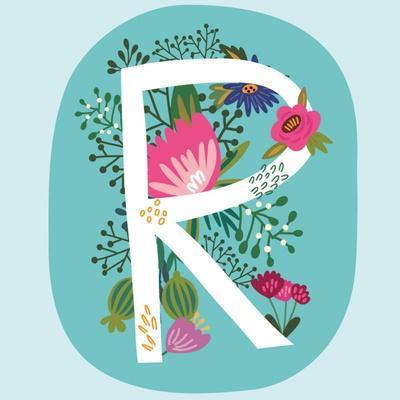 Vector Hand Drawn Floral Monogram with Vintage Amazing Flowers! Letters R  Perfect for Backgrounds O' Print - MarushaBelle