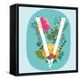 Vector Hand Drawn Floral Monogram with Vintage Amazing Flowers! Letters V Perfect for Backgrounds O-MarushaBelle-Framed Stretched Canvas