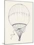 Vector Hand Drawn Ink Pen Illustration of Ancient Air Balloon Flying | Vintage Aerostat Line Art Dr-Mascha Tace-Mounted Art Print