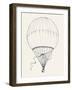 Vector Hand Drawn Ink Pen Illustration of Ancient Air Balloon Flying | Vintage Aerostat Line Art Dr-Mascha Tace-Framed Art Print