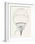 Vector Hand Drawn Ink Pen Illustration of Ancient Air Balloon Flying | Vintage Aerostat Line Art Dr-Mascha Tace-Framed Art Print