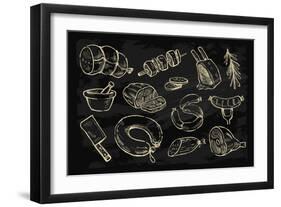 Vector Hand Drawn Meat-bioraven-Framed Art Print