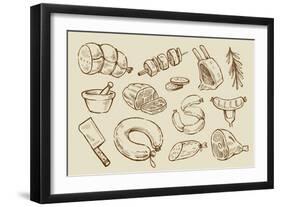 Vector Hand Drawn Meat-bioraven-Framed Art Print