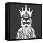 Vector Hand Drawn Style Typography Poster. A Man with Crown, Mountains and Trees Inside. King of Th-julymilks-Framed Stretched Canvas