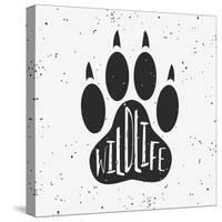 Vector Hand Drawn Typographic Poster with a Wolf Paw. Wildlife. Grunge Texture. T-Shirt Design, Lab-Svesla Tasla-Stretched Canvas