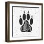 Vector Hand Drawn Typographic Poster with a Wolf Paw. Wildlife. Grunge Texture. T-Shirt Design, Lab-Svesla Tasla-Framed Art Print