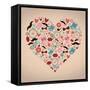 Vector Hipster Doodles Set in Heart Shape-OliaFedorovsky-Framed Stretched Canvas