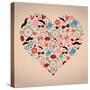 Vector Hipster Doodles Set in Heart Shape-OliaFedorovsky-Stretched Canvas
