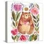 Vector Illustration: Adorable Bear in Watercolor Technique. Beautiful Card with Cute Little Bear.-Molesko Studio-Stretched Canvas