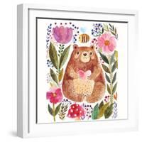 Vector Illustration: Adorable Bear in Watercolor Technique. Beautiful Card with Cute Little Bear.-Molesko Studio-Framed Art Print