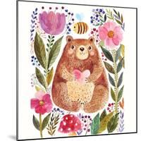 Vector Illustration: Adorable Bear in Watercolor Technique. Beautiful Card with Cute Little Bear.-Molesko Studio-Mounted Art Print