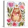 Vector Illustration: Adorable Bear in Watercolor Technique. Beautiful Card with Cute Little Bear.-Molesko Studio-Stretched Canvas