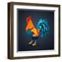 Vector Illustration Bright Rooster on a Black Background. Symbol of 2017 on the Chinese Calendar. I-Fay Francevna-Framed Art Print