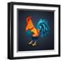 Vector Illustration Bright Rooster on a Black Background. Symbol of 2017 on the Chinese Calendar. I-Fay Francevna-Framed Art Print