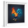 Vector Illustration Bright Rooster on a Black Background. Symbol of 2017 on the Chinese Calendar. I-Fay Francevna-Framed Art Print