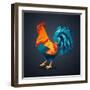 Vector Illustration Bright Rooster on a Black Background. Symbol of 2017 on the Chinese Calendar. I-Fay Francevna-Framed Art Print