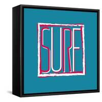 Vector Illustration Californian Surf Sunny Beaches, Design for T-Shirts,Vintage Graphics Design-Artem Kovalenco-Framed Stretched Canvas