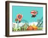 Vector Illustration Carnival Circus Tent on the Nature Seating Area Amusement Park-marrishuanna-Framed Art Print