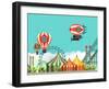 Vector Illustration Carnival Circus Tent on the Nature Seating Area Amusement Park-marrishuanna-Framed Art Print