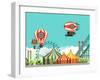 Vector Illustration Carnival Circus Tent on the Nature Seating Area Amusement Park-marrishuanna-Framed Art Print