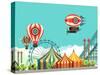Vector Illustration Carnival Circus Tent on the Nature Seating Area Amusement Park-marrishuanna-Stretched Canvas