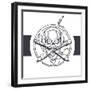 Vector Illustration of a Black Skull with Headphones with a Pencil and a Stylus on a White Backgrou-frostyara-Framed Art Print