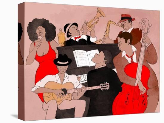 Vector Illustration of a Jazz Band-isaxar-Stretched Canvas