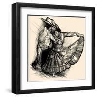 Vector Illustration of a Latino Dance Drawing-isaxar-Framed Art Print