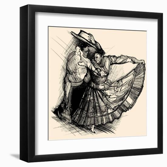 Vector Illustration of a Latino Dance Drawing-isaxar-Framed Art Print