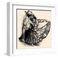 Vector Illustration of a Latino Dance Drawing-isaxar-Framed Art Print