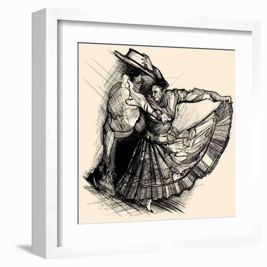 Vector Illustration of a Latino Dance Drawing-isaxar-Framed Art Print