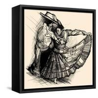 Vector Illustration of a Latino Dance Drawing-isaxar-Framed Stretched Canvas