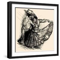 Vector Illustration of a Latino Dance Drawing-isaxar-Framed Art Print