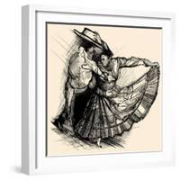 Vector Illustration of a Latino Dance Drawing-isaxar-Framed Art Print