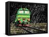 Vector Illustration of a Russian Train in Rain at Night-Robert Adrian Hillman-Framed Stretched Canvas