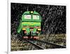 Vector Illustration of a Russian Train in Rain at Night-Robert Adrian Hillman-Framed Premium Giclee Print