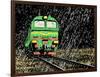 Vector Illustration of a Russian Train in Rain at Night-Robert Adrian Hillman-Framed Premium Giclee Print