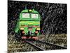 Vector Illustration of a Russian Train in Rain at Night-Robert Adrian Hillman-Mounted Premium Giclee Print