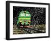 Vector Illustration of a Russian Train in Rain at Night-Robert Adrian Hillman-Framed Art Print